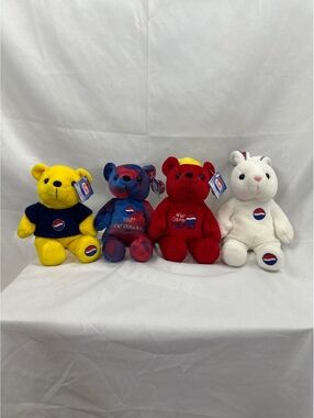 Set of 4 Pepsi Collectible Plush Bears and Bunny